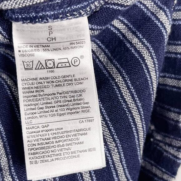 Gap Womens Small S Navy Blue White Striped Linen Pull On Shorts Drawstring Waist - Picture 5 of 6